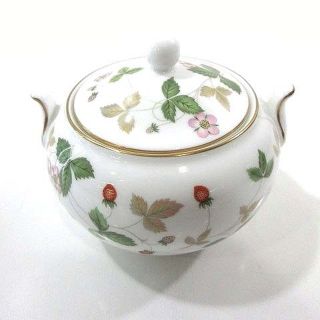 ウェッジウッド(WEDGWOOD)のウェッジウッド シュガーポット ワイルドストロベリー 金縁 ボーンチャイナ(陶芸)