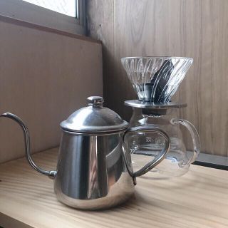 タカヒロ コーヒードリップポット【雫】（0.5L）とガラスポットのセットです。(調理道具/製菓道具)