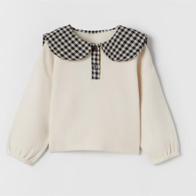 ZARA KIDS(ザラキッズ)のザラ ベビー ピーターパンカラー チェック襟 ニット セーター キッズ/ベビー/マタニティのキッズ服女の子用(90cm~)(ニット)の商品写真