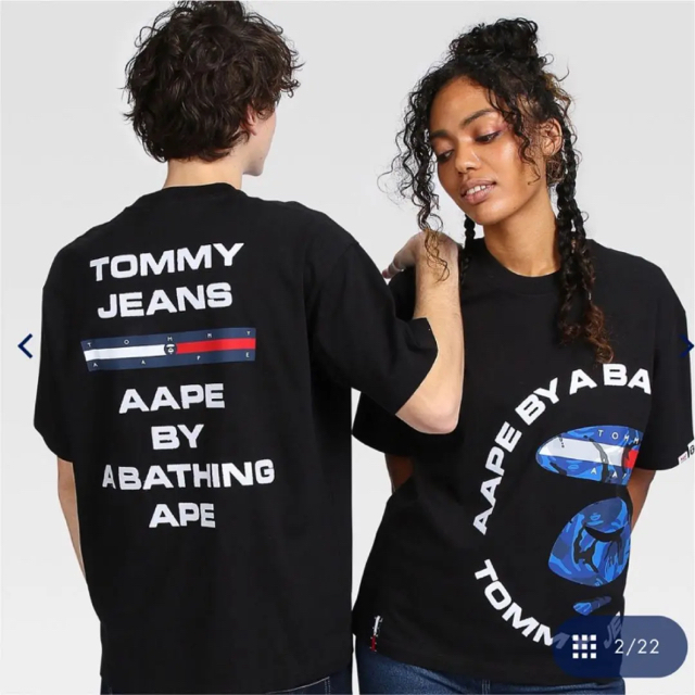 Tommy x AAPE Round Logo T-Shirt ブラック L メンズのトップス(Tシャツ/カットソー(半袖/袖なし))の商品写真