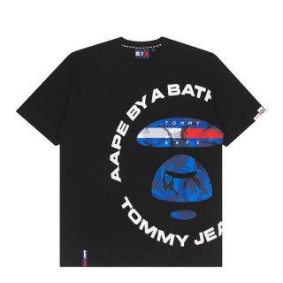 Tommy x AAPE Round Logo T-Shirt ブラック L(Tシャツ/カットソー(半袖/袖なし))