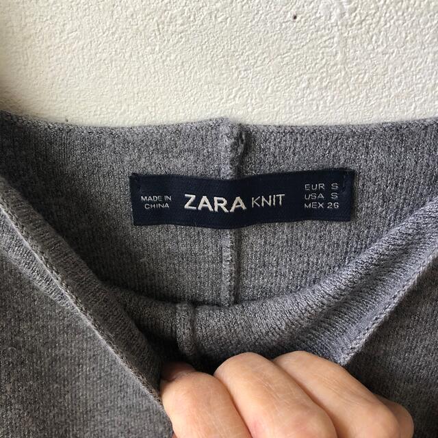 ZARA(ザラ)のZARA ニットサロペット　グレー　S レディースのパンツ(サロペット/オーバーオール)の商品写真