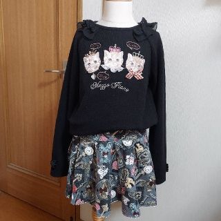 新品未使用　メゾピアノ　アリスモチーフ　長袖Ｔシャツ　チェックスカート　120㎝