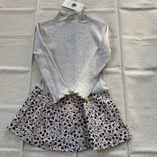 プチバトー(PETIT BATEAU)のプチバトー　リブトップスワンピース　3ans 新品(ワンピース)