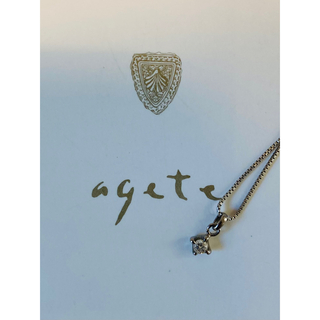 agete - agete 一粒ダイヤモンドネックレス18k WG