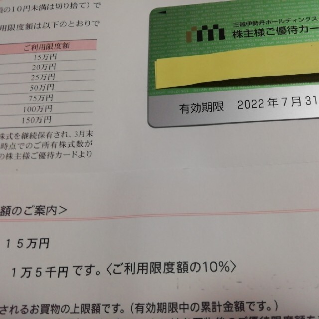 伊勢丹(イセタン)の三越伊勢丹株主優待券 チケットの優待券/割引券(ショッピング)の商品写真