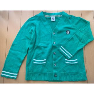 プチバトー(PETIT BATEAU)のプチバトー　カーディガン　グリーン　5歳　108センチ(Tシャツ/カットソー)