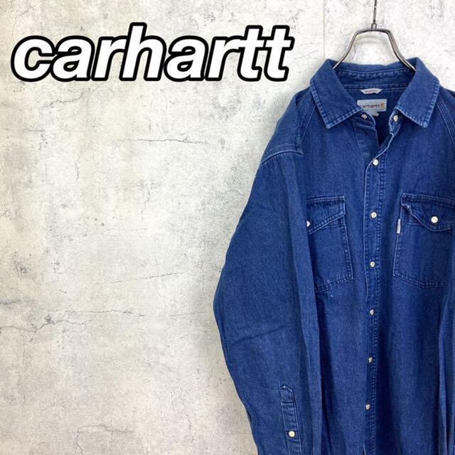 carhartt(カーハート)の希少 90s カーハート デニムシャツ タグロゴ ビッグシルエット L 美品 メンズのトップス(シャツ)の商品写真