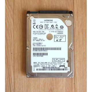 ヒタチ(日立)の【750GB 2.5インチHDD】HITACHI HTS547575A9E384(PCパーツ)