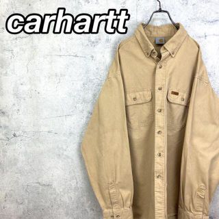 カーハート(carhartt)の希少 90s カーハート ワークシャツ レザーロゴ ビッグシルエット(シャツ)