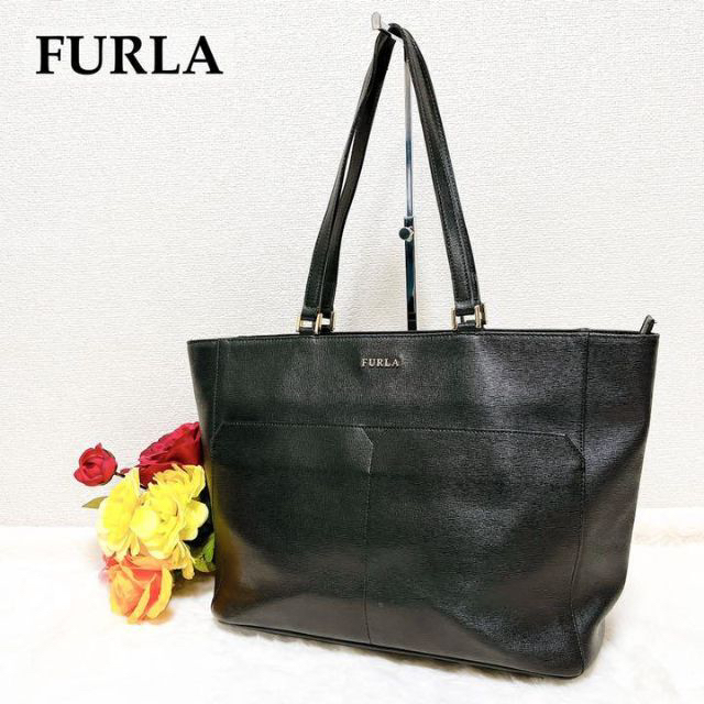 【美品】FURLA フルラ トートバッグ ビジネスバッグ A4 ブラック レザーサイズ横幅