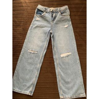 ザラキッズ(ZARA KIDS)のZARAキッズデニムダメージ加工ワイドパンツ　140cm(パンツ/スパッツ)