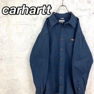 カーハート(carhartt)の希少 90s カーハート ワークシャツ レザーロゴ ビッグシルエット 美品(シャツ)