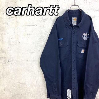 カーハート(carhartt)の希少 90s カーハート ワークシャツ 刺繍ロゴ ビッグシルエット 美品(シャツ)