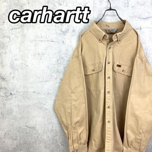 carhartt(カーハート)の希少 90s カーハート ワークシャツ レザータグ ビッグシルエット メンズのトップス(シャツ)の商品写真