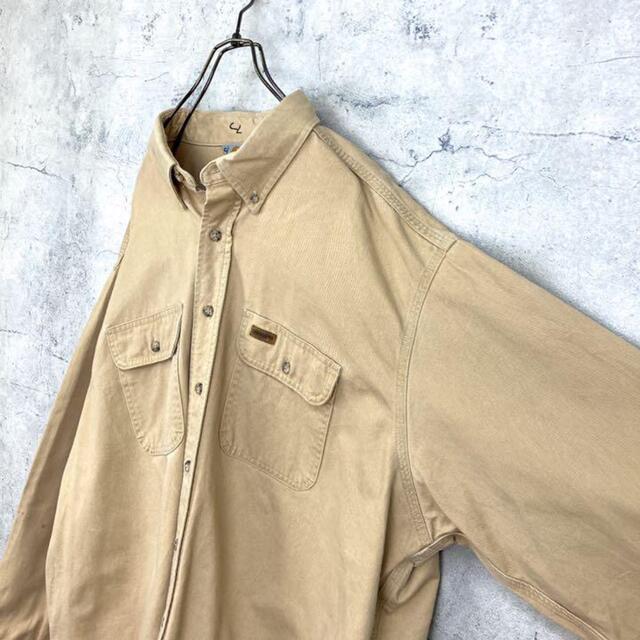 carhartt(カーハート)の希少 90s カーハート ワークシャツ レザータグ ビッグシルエット メンズのトップス(シャツ)の商品写真