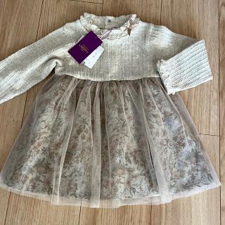 ベベ(BeBe)のbebe チュール　花柄　ワンピース　新品未使用　80〜90 (ワンピース)