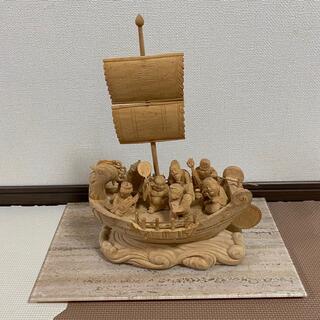 七福神　宝船　木彫り　置物　アンティーク　飾り(置物)