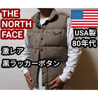 ザノースフェイス(THE NORTH FACE)の激レア 80s アメリカ製 ノースフェイス ダウンベスト 茶タグ 黒ラッカー M(ダウンベスト)