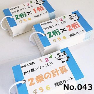 【043】小学生算数　２桁のかけ算、２乗　計算カード(知育玩具)