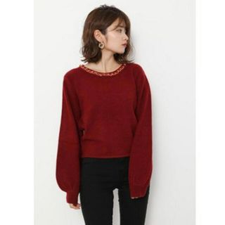 リエンダ(rienda)のChain N／C Knit TOP レッド(ニット/セーター)