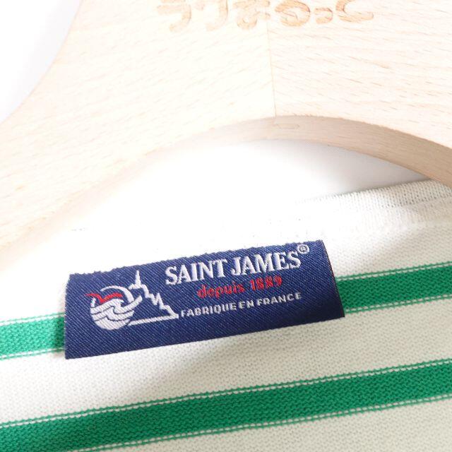 SAINT JAMES(セントジェームス)のSAINT JAMES　カットソー　レディース　ホワイト/グリーン レディースのトップス(カットソー(長袖/七分))の商品写真