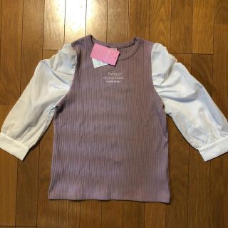 メゾピアノジュニア(mezzo piano junior)のメゾピアノ新品新作タグ付きパワショル7分袖テレコTシャツ150(Tシャツ/カットソー)