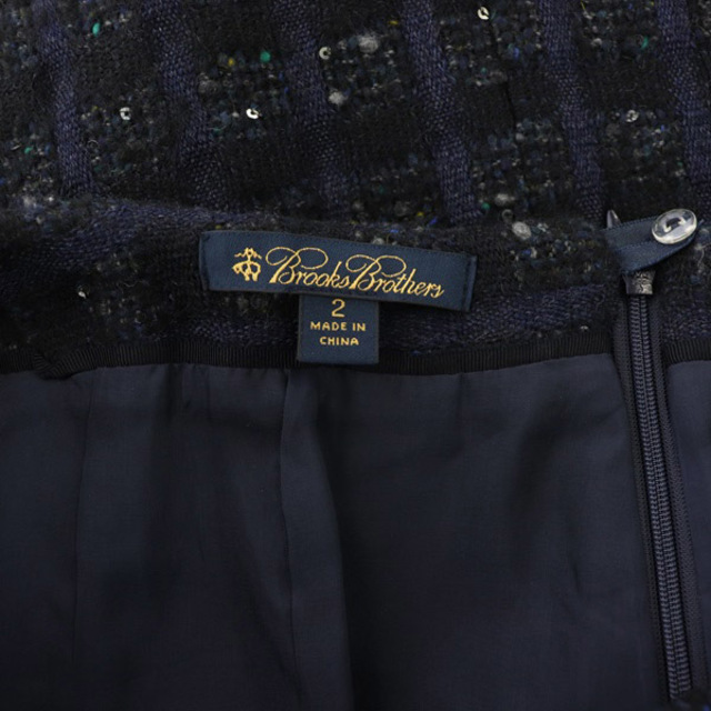 Brooks Brothers - ブルックスブラザーズ チェックスパンコールタイトスカート ロング ツイード 紺の通販 by ベクトル