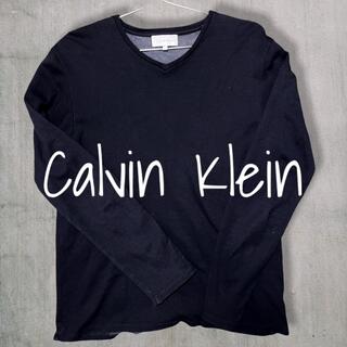 カルバンクライン(Calvin Klein)のCalvinKlein 長袖　カットソー Ｖネック　ブラック(Tシャツ/カットソー(七分/長袖))