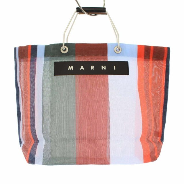 人気を誇る MARNI マルチフラワーカフェストライプバッグ ピンク