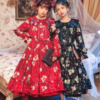 ります PINK misakoコラボ ラブリボンベアプリントミディワンピースの