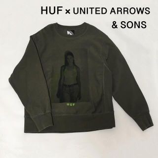 ハフ(HUF)の良品！HUF×ユナイテッドアローズ コラボ M スウェット/トレーナー カーキ(スウェット)