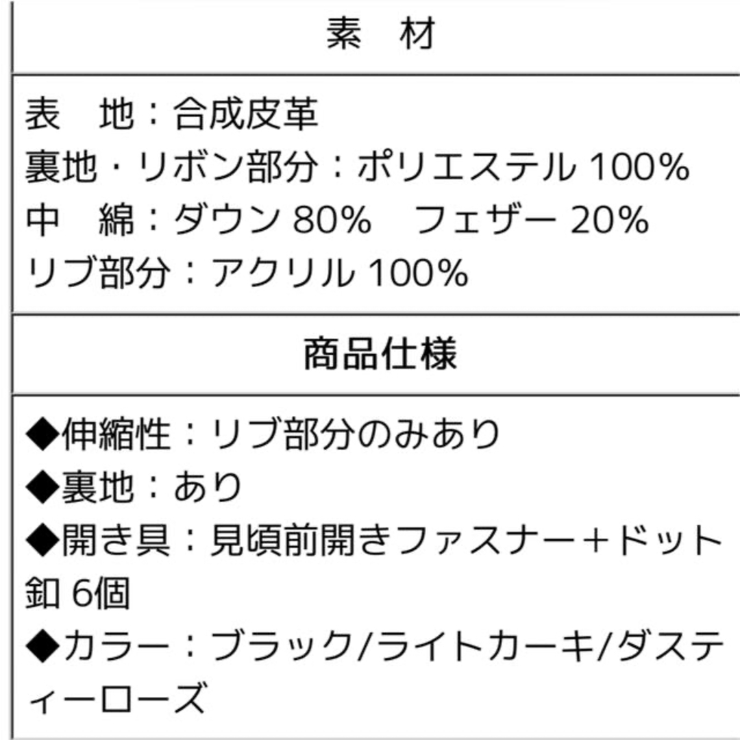 新品タグ付き LL 13号　フェイクレザー　ダウンコート　ダウンジャケット　 レディースのジャケット/アウター(ダウンジャケット)の商品写真