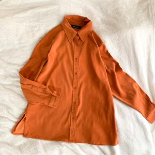 DENIM&CO ピーチスキン　シャツ　テラコッタ(シャツ/ブラウス(長袖/七分))