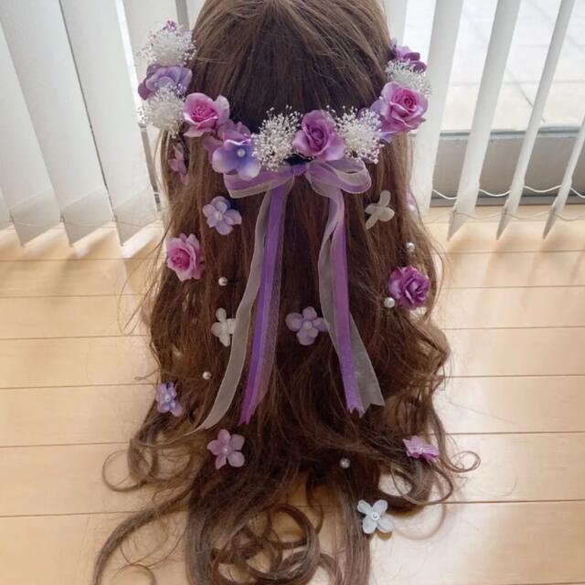ラプンツェルハーフアップ髪飾り♡紫の通販 by ❀mi❀flower ラプンツェルハーフアップ髪飾り♡紫の通販 by ❀mi❀flower