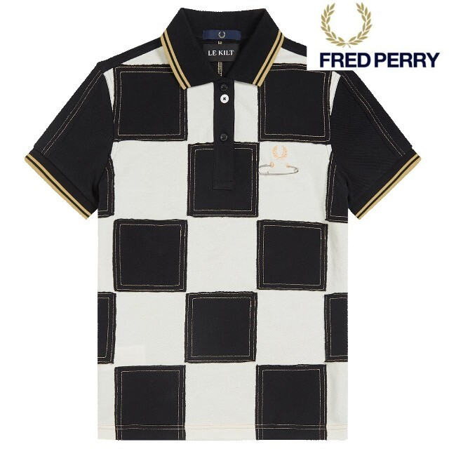 【別倉庫からの配送】 - PERRY FRED 【新品タグ付き】フレッドペリー ブラック レディース8 パッチワークポロシャツ ポロシャツ