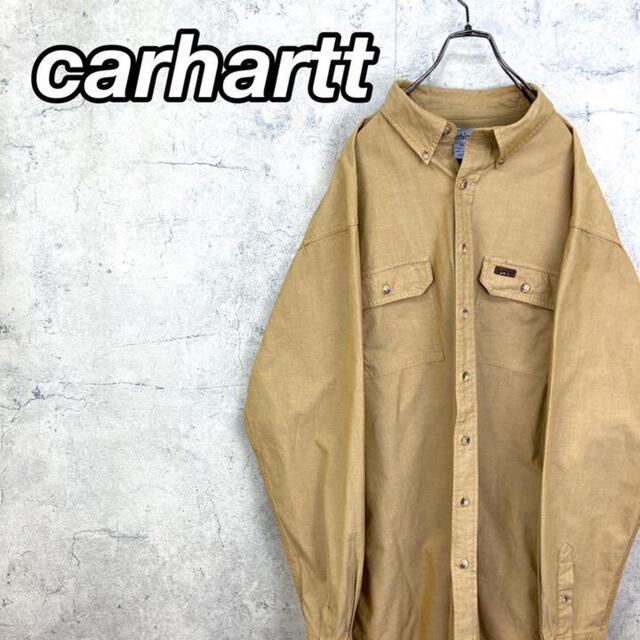 carhartt(カーハート)の希少 90s カーハート ワークシャツ レザーロゴ ビッグシルエット 美品 メンズのトップス(シャツ)の商品写真