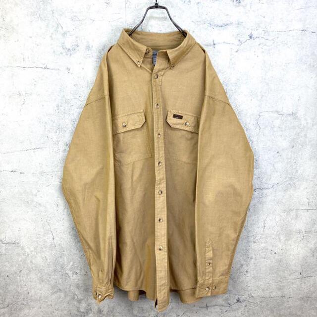 carhartt(カーハート)の希少 90s カーハート ワークシャツ レザーロゴ ビッグシルエット 美品 メンズのトップス(シャツ)の商品写真