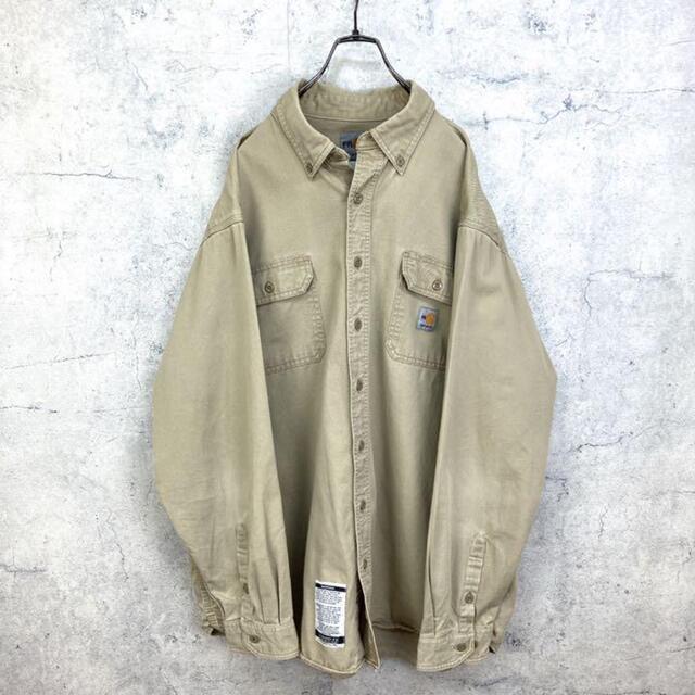 carhartt(カーハート)の希少 90s カーハート ワークシャツ タグロゴ ビッグシルエット メンズのトップス(シャツ)の商品写真