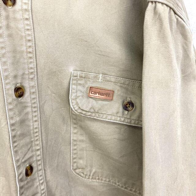 carhartt(カーハート)の希少 90s カーハート ワークシャツ レザーロゴ ビッグシルエット 美品 メンズのトップス(シャツ)の商品写真