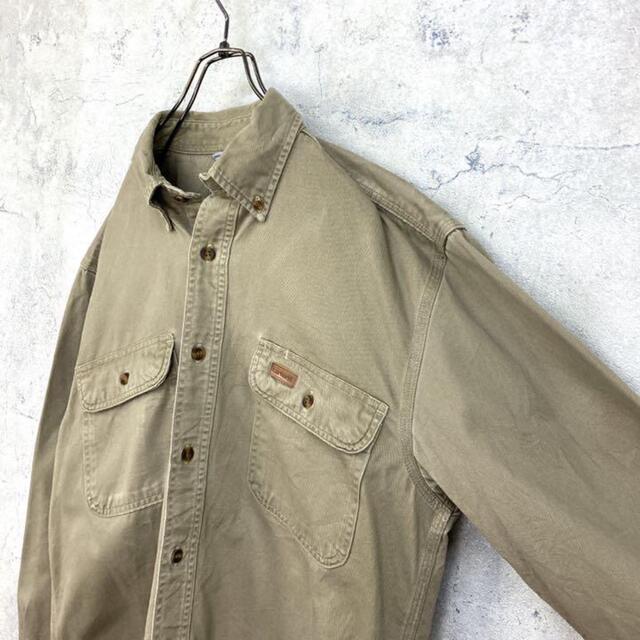 carhartt(カーハート)の希少 90s カーハート ワークシャツ レザーロゴ ビッグシルエット 美品 メンズのトップス(シャツ)の商品写真