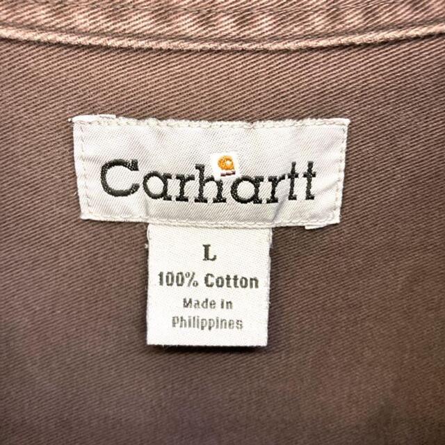 carhartt(カーハート)の希少 90s カーハート ワークシャツ レザーロゴ ビッグシルエット メンズのトップス(シャツ)の商品写真