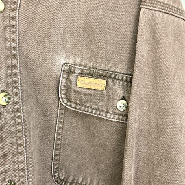 carhartt(カーハート)の希少 90s カーハート ワークシャツ レザーロゴ ビッグシルエット メンズのトップス(シャツ)の商品写真