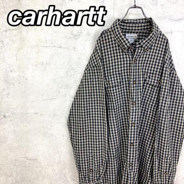 carhartt(カーハート)の希少 90s カーハート チェックシャツ 刺繍ロゴ ビッグシルエット 美品 メンズのトップス(シャツ)の商品写真