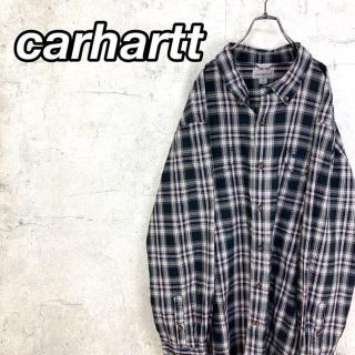 カーハート(carhartt)の希少 90s カーハート チェックシャツ 刺繍ロゴ ビッグシルエット 美品(シャツ)