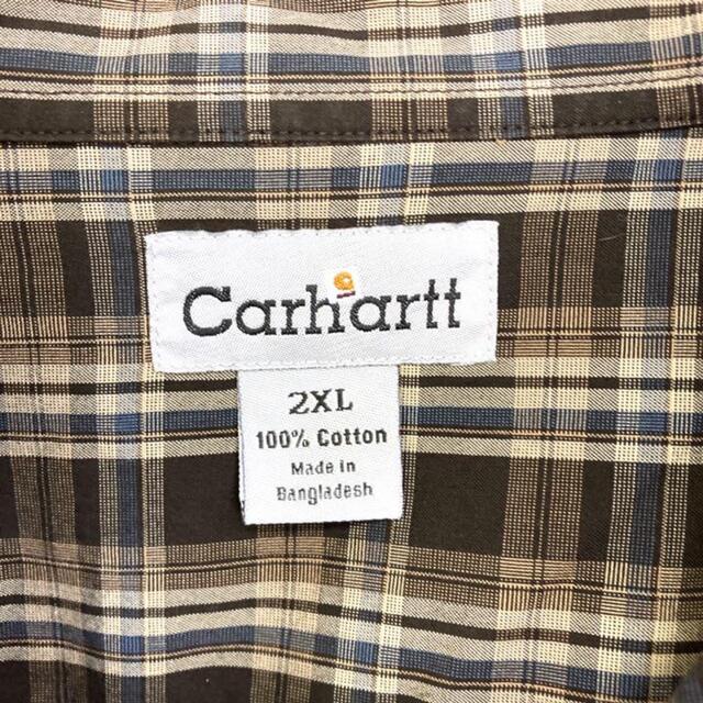 carhartt(カーハート)の希少 90s カーハート チェックシャツ レザーロゴ ビッグシルエット 美品 メンズのトップス(シャツ)の商品写真