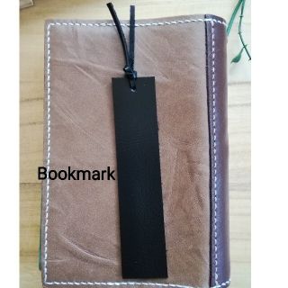 革のしおり　黒革　Bookmark　Stylish(しおり/ステッカー)