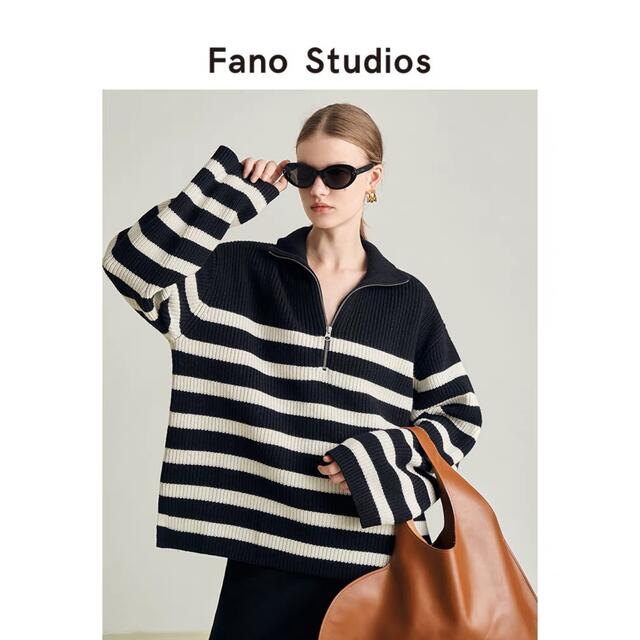 Fano studios ジッパーストライプリブニット レディースのトップス(ニット/セーター)の商品写真