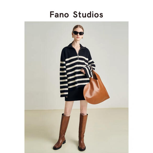 Fano studios ジッパーストライプリブニット レディースのトップス(ニット/セーター)の商品写真