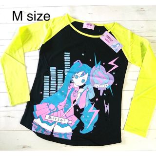 初音ミク　コラボ ラグラン長袖  BLACK M(Tシャツ(長袖/七分))